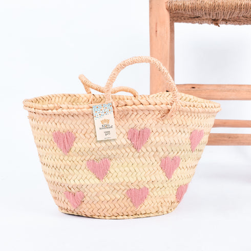 Sweet Hearts Embroidered Basket - Handwoven Love-Inspired Tote 💕